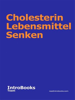 cover image of Cholesterin Lebensmittel Senken